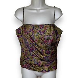 Flores and Flores Silk Paisley Floral Bustier Corset Spaghetti Straps Women 10